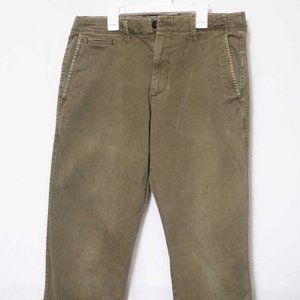 GAP Flat Front Straight Leg Dark Olive Chino Men's 33x32